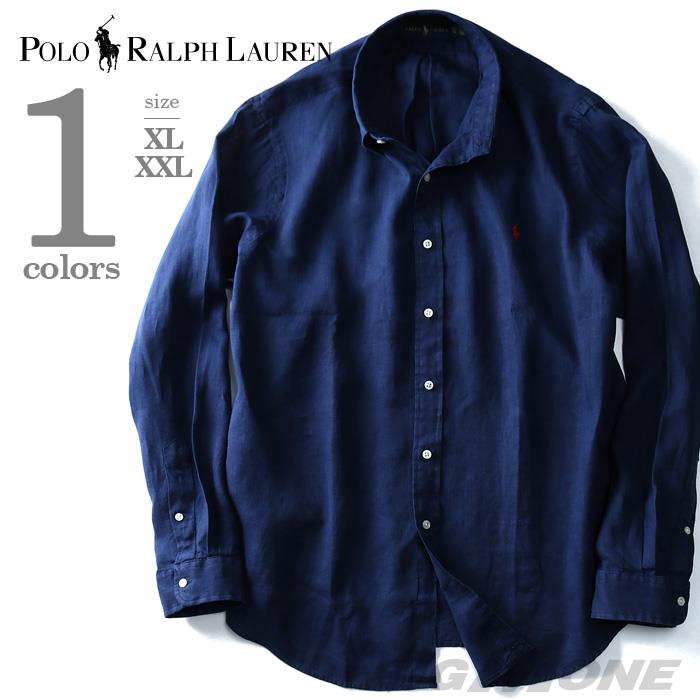 POLO RALPH LAUREN 長袖リネン無地ボタンダウンシャツ【USA直輸入】710607530002