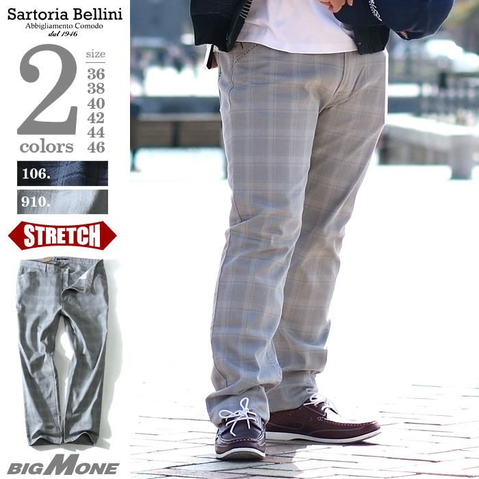 大きいサイズ メンズ SARTORIA BELLINI チェック柄 レーザープリント デニムパンツ ジーパン デニム azd-196