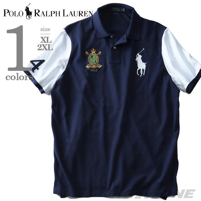 大きいサイズ メンズ POLO RALPH LAUREN ポロ ラルフローレン 半袖 刺繍付き ビッグポニー 鹿の子 ポロシャツ ネイビー XL XXL USA 直輸入 710660724