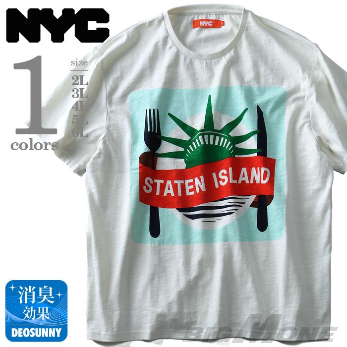 タダ割 大きいサイズ メンズ NYC プリント半袖 Tシャツ 半袖Tシャツ azt-1802109