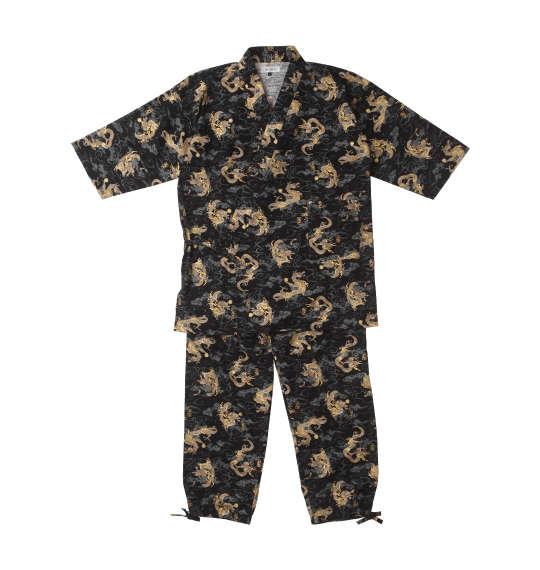大きいサイズ メンズ Mc.S.P 龍神 総柄 プリント 作務衣 ブラック 1159-8320-1 3L 4L 5L 6L 7L 8L