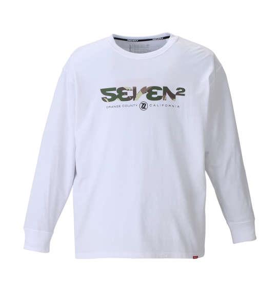 大きいサイズ メンズ SEVEN2 カモフラロゴ長袖 Tシャツ 長袖Ｔシャツ ホワイト 1168-8300-1 3L 4L 5L 6L