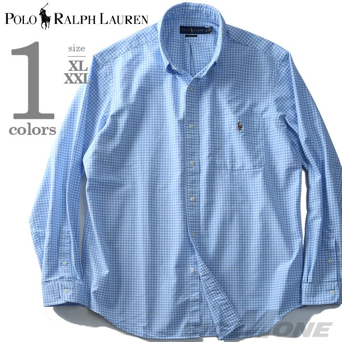 大きいサイズ メンズ POLO RALPH LAUREN ポロ ラルフローレン チェック柄 長袖 シャツ ボタンダウンシャツ 長袖シャツ カジュアルシャツ サックス XL XXL USA 直輸入 710711169001