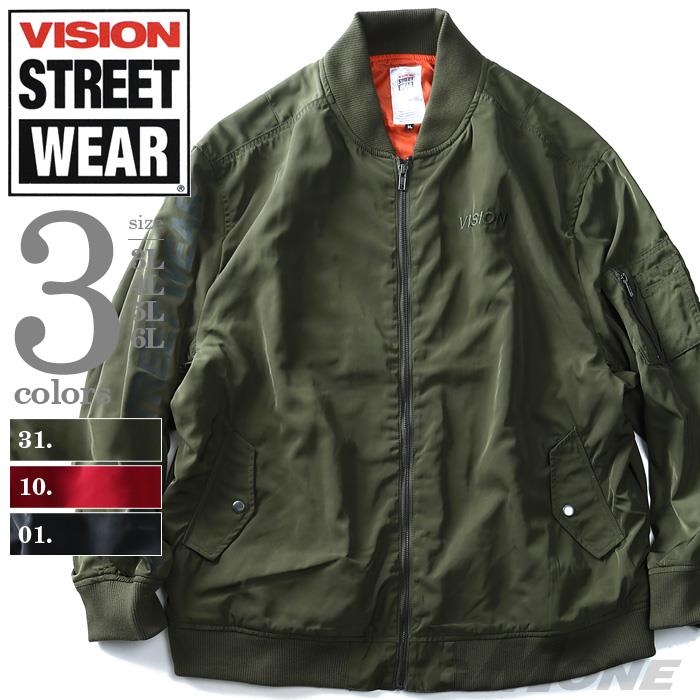 大きいサイズ メンズ VISION STREET WEAR バックプリント付 MA-1 ジャケット アウター 8704100