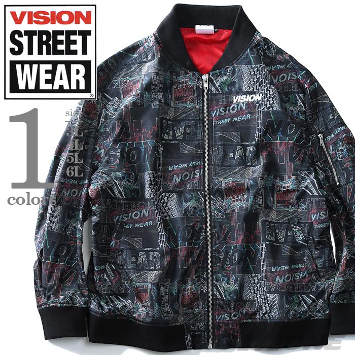 大きいサイズ メンズ VISION STREET WEAR 転写総柄 MA-1 ジャケット アウター 秋冬 新作 8704101