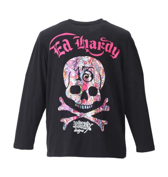 大きいサイズ メンズ Ed Hardy 天竺プリント長袖Tシャツ ブラック 1178-8630-2 3L 4L 5L 6L 