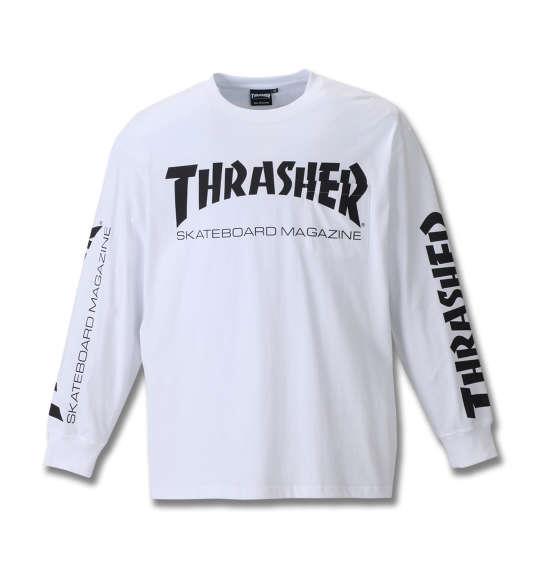 大きいサイズ メンズ THRASHER ポケット付長袖Tシャツ ホワイト 1178-8600-1 3L 4L 5L 6L 8L 
