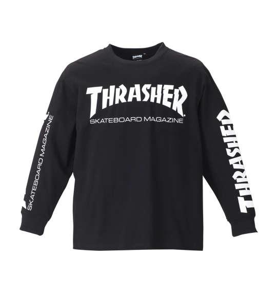 大きいサイズ メンズ THRASHER ポケット付長袖Tシャツ ブラック 1178-8600-2 3L 4L 5L 6L 8L 
