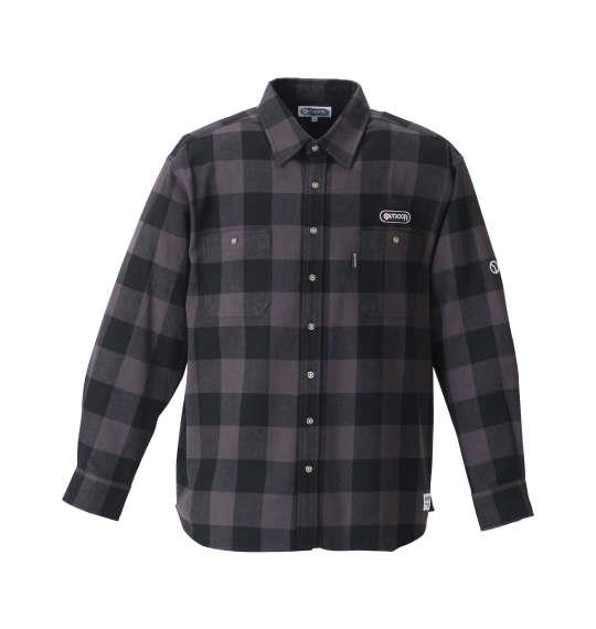 OUTDOOR PRODUCTS ブロックチェック長袖ネルシャツ チャコール×ブラック 1157-8321-2