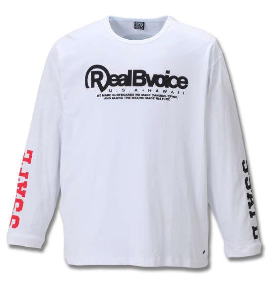 大きいサイズ メンズ RealBvoice FLAG長袖Tシャツ ホワイト 1178-8640-1 3L 4L 5L 6L 