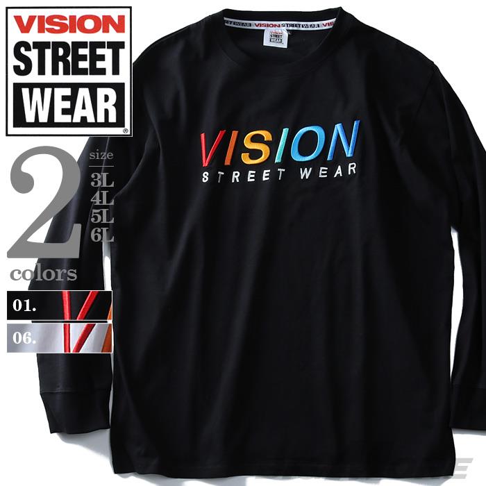 大きいサイズ メンズ VISION STREET WEAR 3D刺繍 ロングTシャツ 長袖 Ｔシャツ ロンＴ 秋冬 新作 8704118