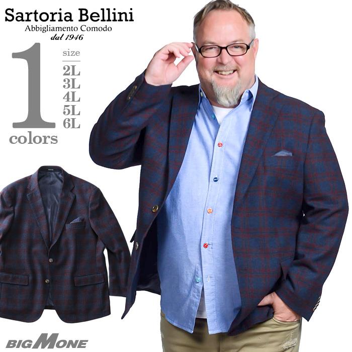 大きいサイズ メンズ SARTORIA BELLINI ウール混 シングル 2ツ釦 チェック ジャケット 秋冬新作 azjk3419607