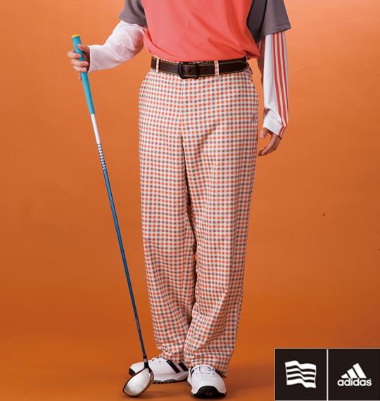 大きいサイズ メンズ adidas golf ブロック チェックパンツ ボトムス ズボン パンツ オレンジ系 1174-1311-1 100 105 110 115 120 130