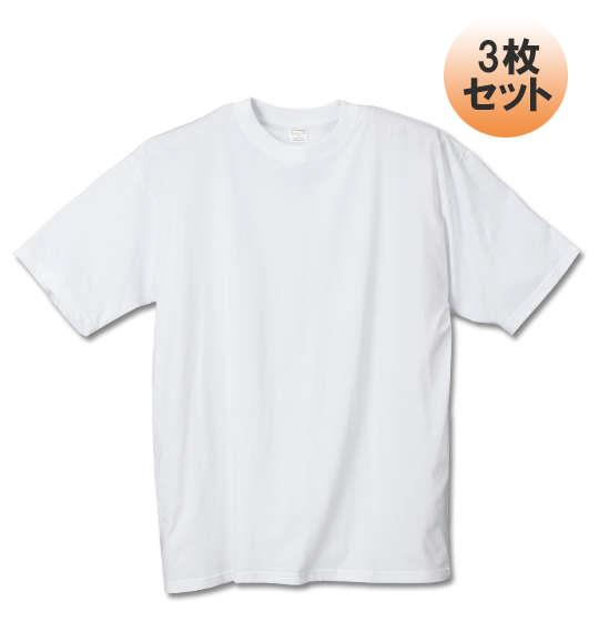 大きいサイズ メンズ クルーネック 半袖 Tシャツ 3枚セット 半袖Ｔシャツ ホワイト 1158-5180-1 3L 4L 5L 6L 7L 8L