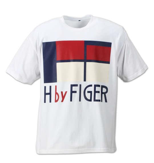 大きいサイズ メンズ H by FIGER 半袖 Tシャツ 半袖Ｔシャツ ホワイト 1168-7270-1 3L 4L 5L 6L 8L