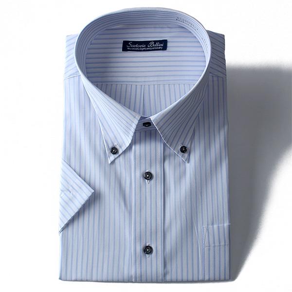 大きいサイズ メンズ SARTORIA BELLINI ビジネス Ｙシャツ 半袖 ワイシャツ ビジネスシャツ 吸汗速乾 形態安定 先染め柄 ボタンダウンシャツ hsg0001-2
