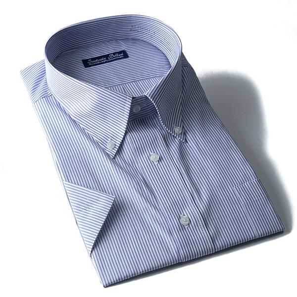 大きいサイズ メンズ SARTORIA BELLINI ビジネス Ｙシャツ 半袖 ワイシャツ ビジネスシャツ 吸汗速乾 形態安定 先染め柄 ボタンダウンシャツ hsg0001-3