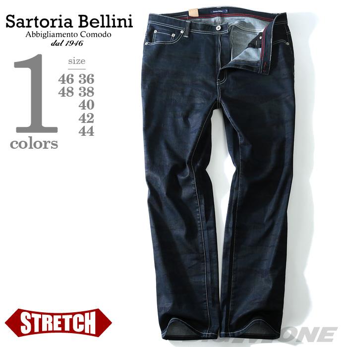 大きいサイズ メンズ SARTORIA BELLINI 迷彩柄 ポリスウェード使い デニムパンツ ジーパン デニム azd-194