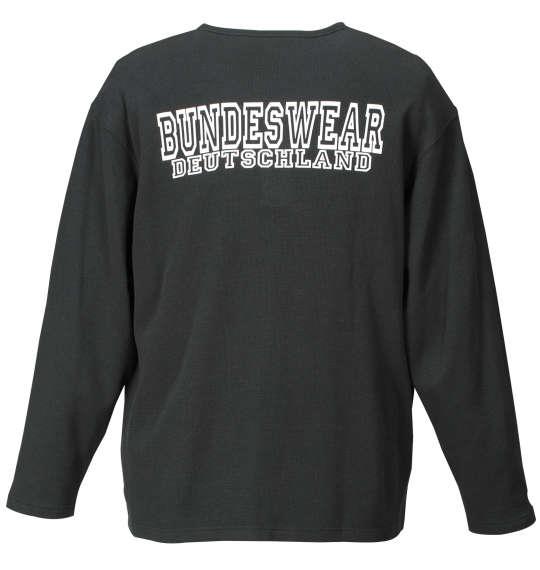 大きいサイズ メンズ BUNDESWEAR ワッフル ヘンリー 長袖 Tシャツ 長袖Ｔシャツ ブラック 1168-7350-2 3L 4L 5L 6L 8L