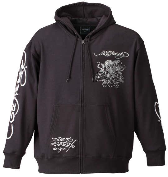 大きいサイズ メンズ Ed Hardy 裏毛フルジップパーカー チャコール 1178-7380-1 3L 4L 5L 6L