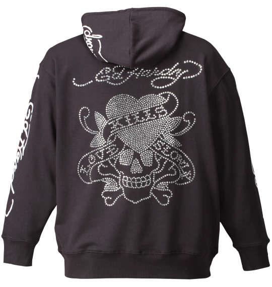 大きいサイズ メンズ Ed Hardy 裏毛フルジップパーカー チャコール 1178-7380-1 3L 4L 5L 6L