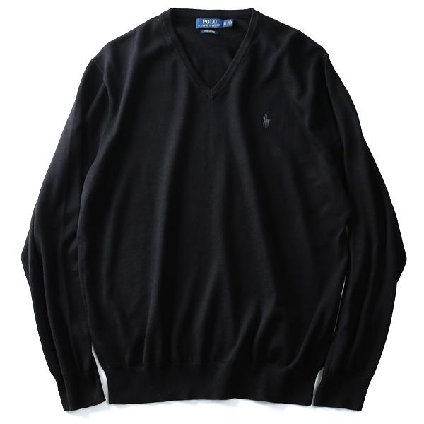 大きいサイズ メンズ POLO RALPH LAUREN ポロ ラルフローレン 無地 Vネック セーター ニット ブラック XL XXL USA 直輸入 710682076005