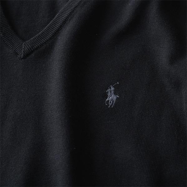 大きいサイズ メンズ POLO RALPH LAUREN ポロ ラルフローレン 無地 Vネック セーター ニット ブラック XL XXL USA 直輸入 710682076005