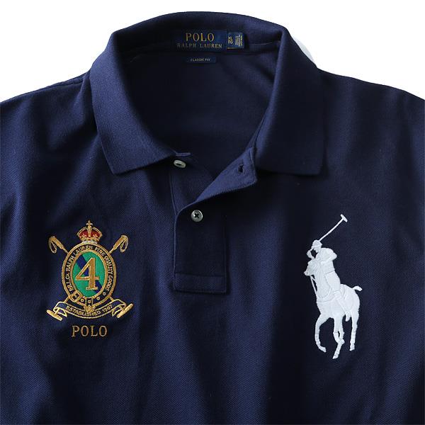 【WEB限定価格】大きいサイズ メンズ POLO RALPH LAUREN ポロ ラルフローレン 半袖 刺繍付き ビッグポニー 鹿の子 ポロシャツ ネイビー XL XXL USA 直輸入 710660724