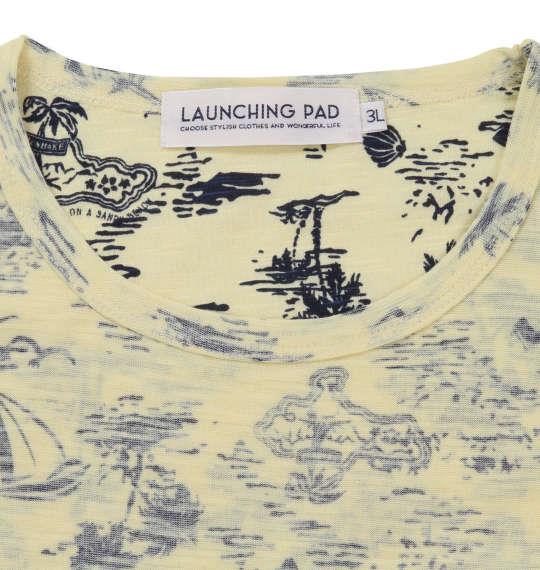 大きいサイズ メンズ launching pad 裏 プリント アロハ柄 半袖 Tシャツ 半袖Tシャツ イエロー系 1158-8214-2 3L 4L 5L 6L