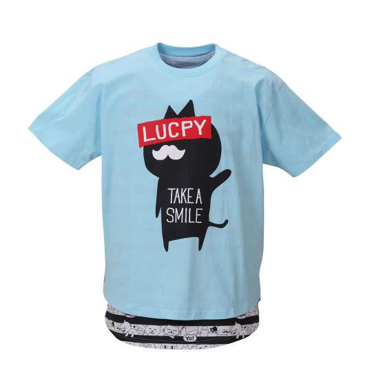 大きいサイズ メンズ LUCPY 半袖Tシャツ + タンクトップ アンサンブル セット ブルー 1158-8257-1 3L 4L 5L 6L