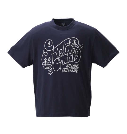 大きいサイズ メンズ SHELTY 手書き風 チェーン 刺繍 半袖 Tシャツ 半袖Ｔシャツ ネイビー 1158-8510-1 3L 4L 5L 6L 8L