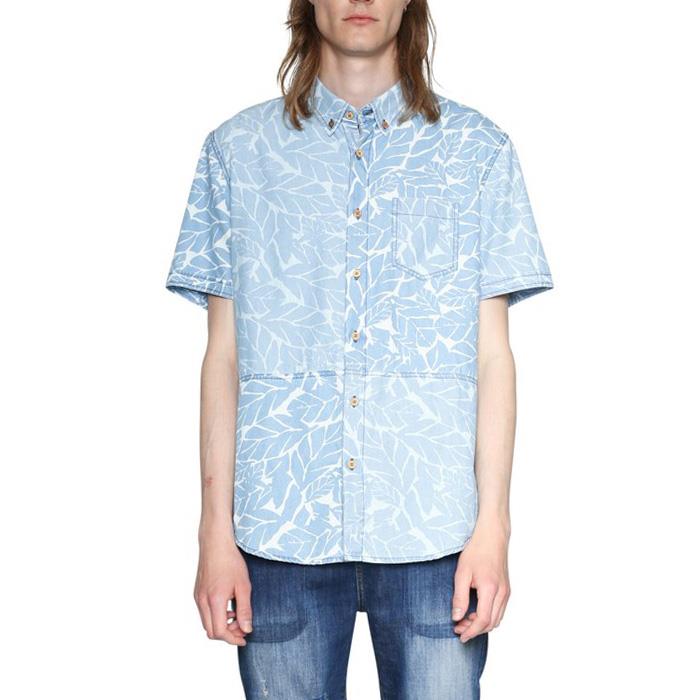 大きいサイズ メンズ DESIGUAL (デシグアル) 総柄プリントシャツ半袖シャツ 18smcw21