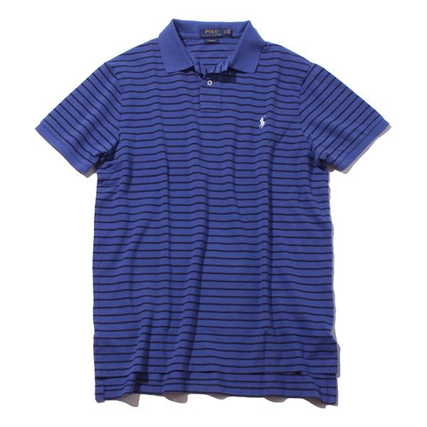 大きいサイズ メンズ POLO RALPH LAUREN ポロ ラルフローレン 半袖 ボーダー柄 ポロシャツ ブルー XL XXL USA 直輸入 710676069013