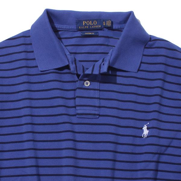 大きいサイズ メンズ POLO RALPH LAUREN ポロ ラルフローレン 半袖 ボーダー柄 ポロシャツ ブルー XL XXL USA 直輸入 710676069013