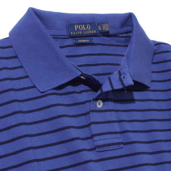 大きいサイズ メンズ POLO RALPH LAUREN ポロ ラルフローレン 半袖 ボーダー柄 ポロシャツ ブルー XL XXL USA 直輸入 710676069013