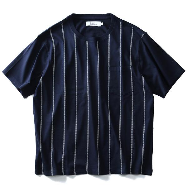 【WEB限定価格】タダ割 大きいサイズ メンズ DANIEL DODD 半袖 Tシャツ ストライプ 切り替え 半袖Tシャツ オーガニックコットン azt-180202