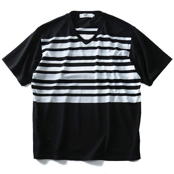 【WEB限定価格】タダ割 大きいサイズ メンズ DANIEL DODD 半袖 Tシャツ パネルボーダー Vネック 半袖Tシャツ azt-180287