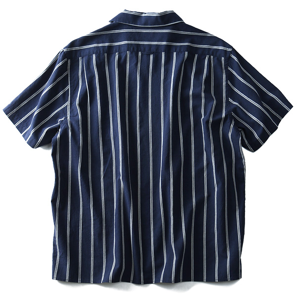【WEB限定価格】大きいサイズ メンズ SARTORIA BELLINI シャツ 半袖 ドビーストライプ オープンカラーシャツ azsh-180238