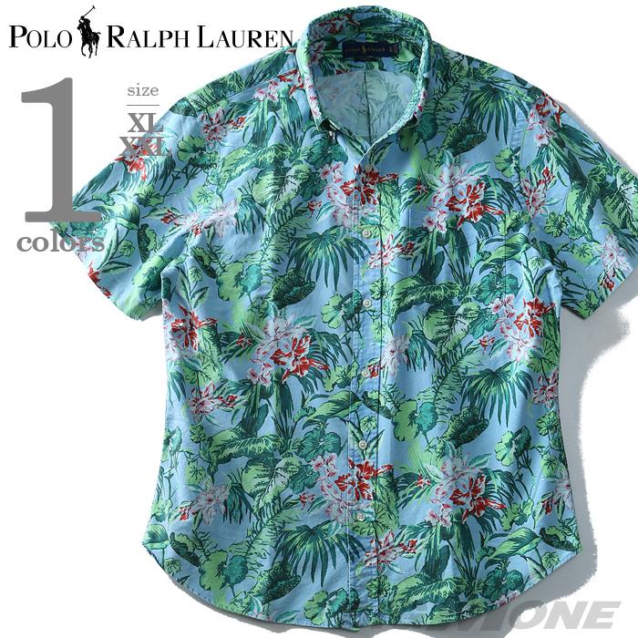 大きいサイズ メンズ POLO RALPH LAUREN ポロ ラルフローレン 花柄 半袖 シャツ ボタンダウンシャツ カジュアルシャツ 夏 ブルー  XL XXL USA 直輸入 710700722001