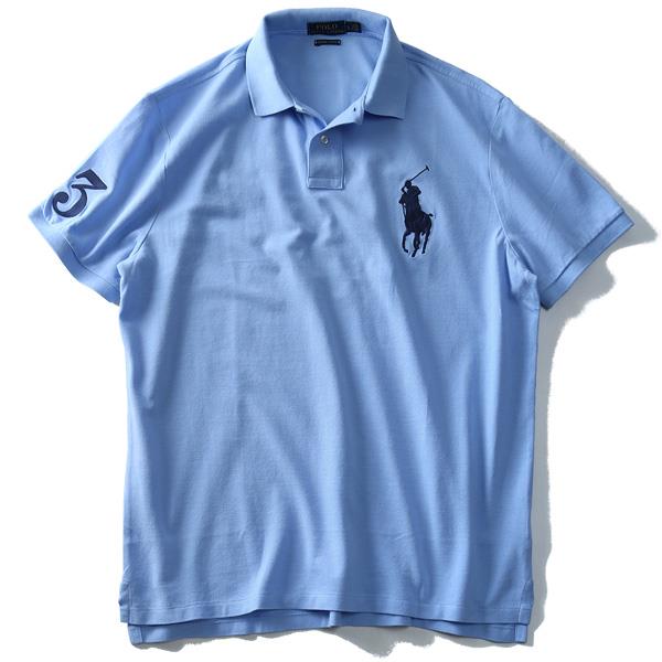 大きいサイズ メンズ POLO RALPH LAUREN ポロ ラルフローレン 半袖 ビッグポニー 鹿の子 ポロシャツ サックス XL XXL USA 直輸入 710697457010