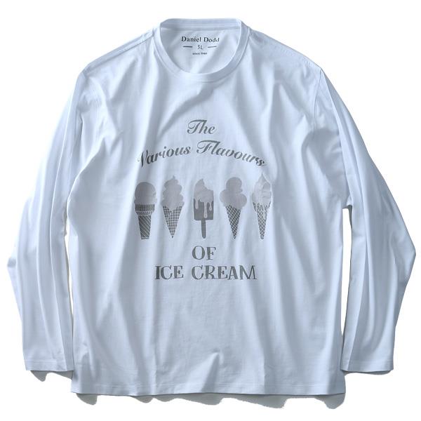 タダ割 大きいサイズ メンズ DANIEL DODD 長袖 Tシャツ ロンＴ オーガニックコットン プリント ロングTシャツ ICE CREAM azt-180405