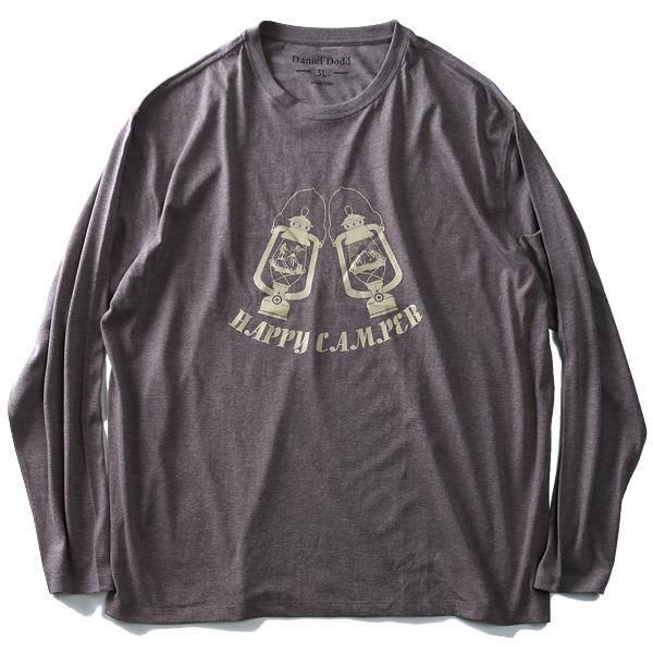 タダ割 大きいサイズ メンズ DANIEL DODD 長袖 Tシャツ ロンＴ オーガニックコットン プリント ロングTシャツ HAPPY CAMPER azt-180419