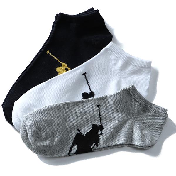 【WEB限定価格】ブランドセール 【大きいサイズ】【メンズ】POLO RALPH LAUREN(ポロ ラルフローレン) ビッグロゴ アンクル丈ソックス 3足セット【USA直輸入】827025pk