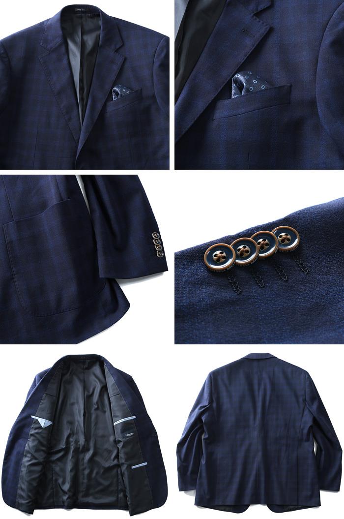 【WEB限定価格】大きいサイズ メンズ SARTORIA BELLINI チェンジポケット付 2ツ釦 チェック柄 ジャケット azjk3218604