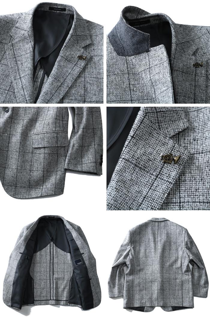 【WEB限定価格】大きいサイズ メンズ SARTORIA BELLINI ウール混 2ツ釦 チェック ジャケット azjk3218601