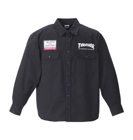 大きいサイズ メンズ THRASHER 長袖ワークシャツ ブラック 1177-8320-2 3L 4L 5L 6L 8L