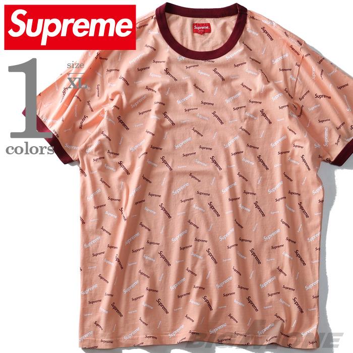 大きいサイズと大きい服のメンズ通販 ビッグエムワン 大きいサイズ メンズ Supreme シュプリーム 総柄 半袖 Tシャツ Usa 直輸入 Fw18kn17 Xl サーモンピンク メンズ