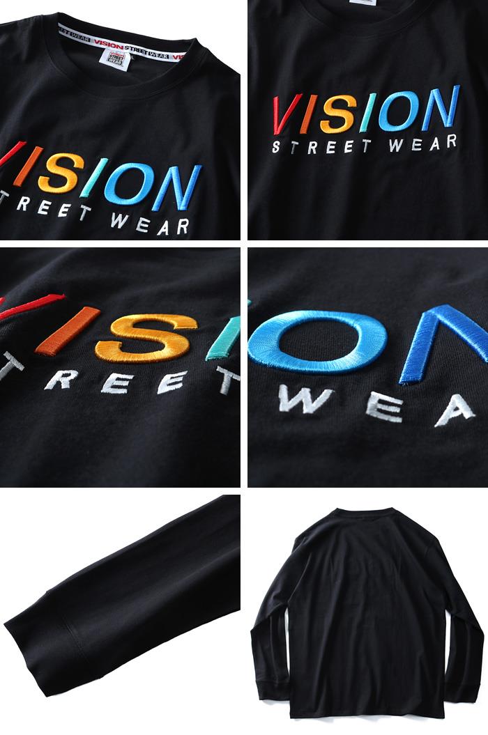 大きいサイズ メンズ VISION STREET WEAR 3D刺繍 ロングTシャツ 長袖 Ｔシャツ ロンＴ 8704118