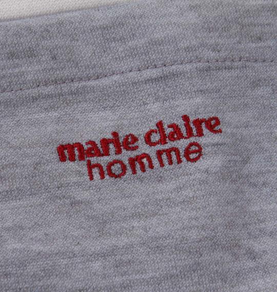 大きいサイズ メンズ marie claire homme ダンボール ボーダー 長袖 Tシャツ 上下セット セットアップ オフホワイト × モクグレー 1159-9102-1 3L 4L 5L 6L 8L
