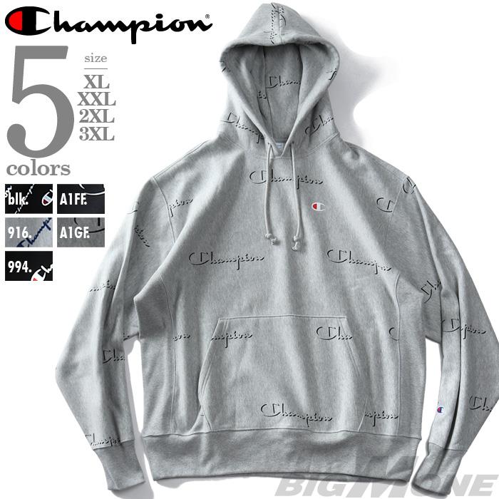 【WEB限定価格】【2021bar】ブランドセール 大きいサイズ メンズ Champion チャンピオン 総柄ロゴプルパーカー USA直輸入 s2974